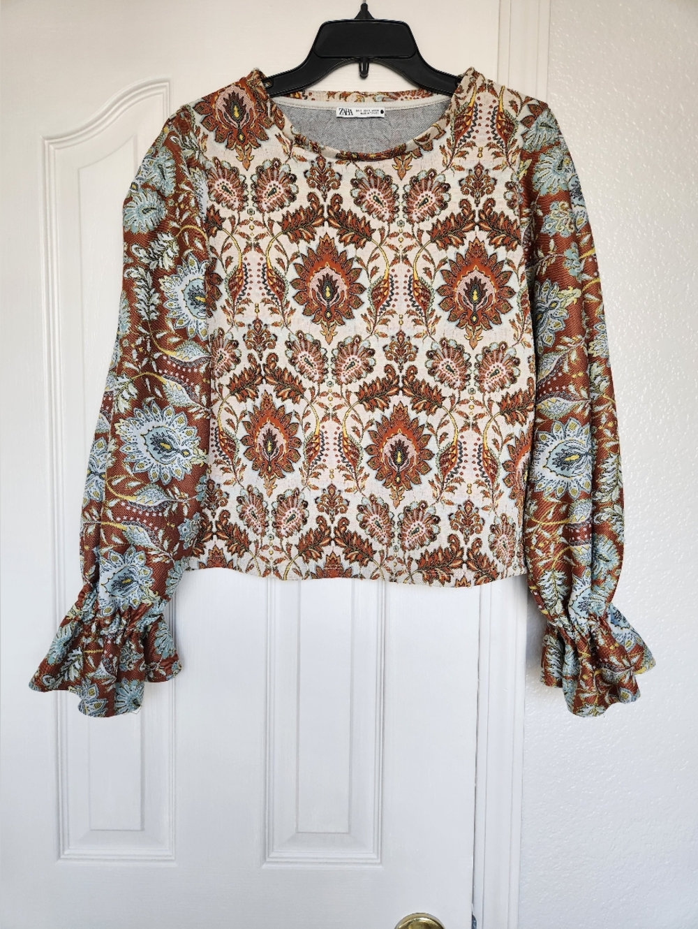 ZARA Textured Blouse Top Size S